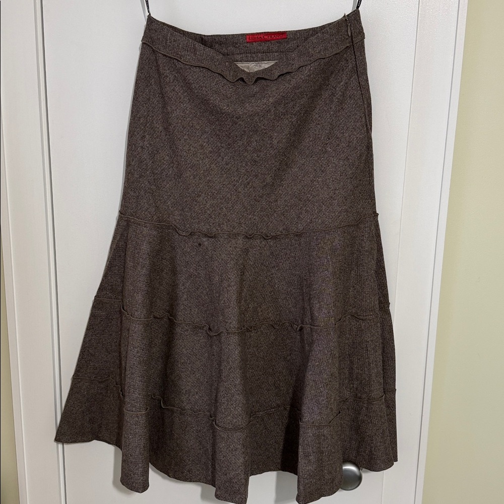 Luisa Cerano Chic Brown A-Line Women's flare wool blend Skirt size 6 - Picture 1 of 14